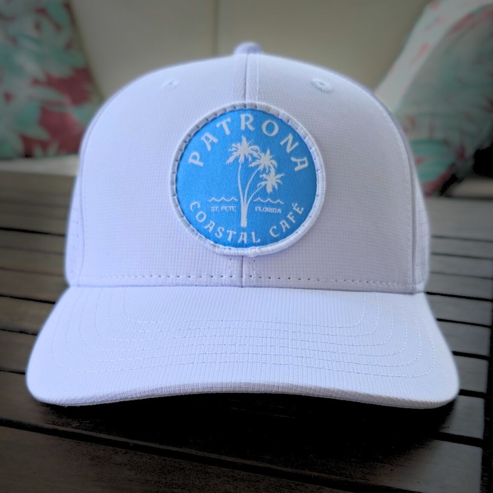 Patrona Coastal Café embroidered logo hat — St. Petersburg FL souvenir