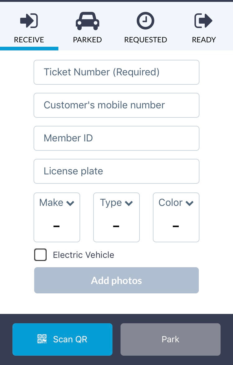 Ticketless valet parking