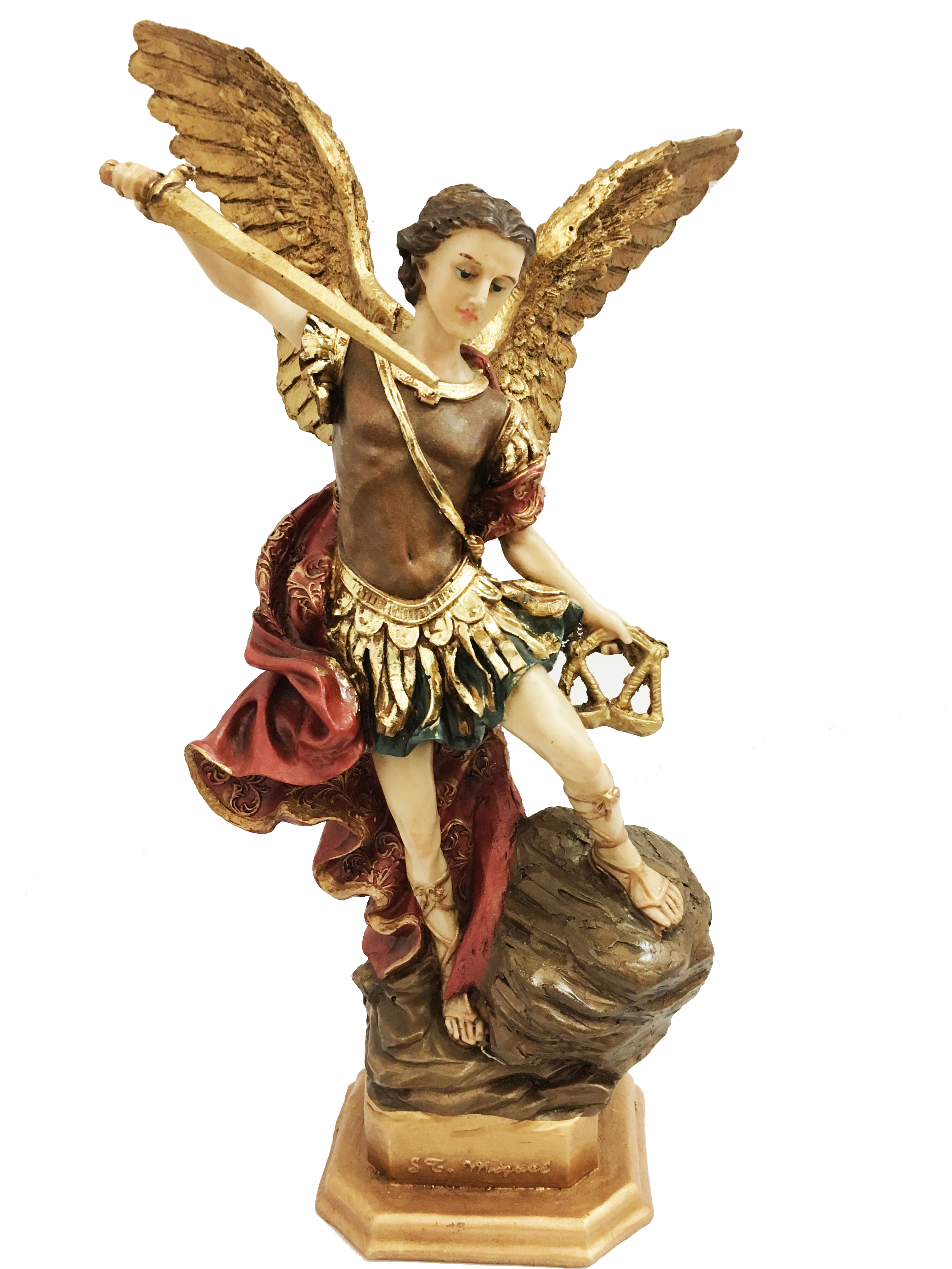 Arcángel Miguel 30 cm Ala Alta Aplicación Oro
