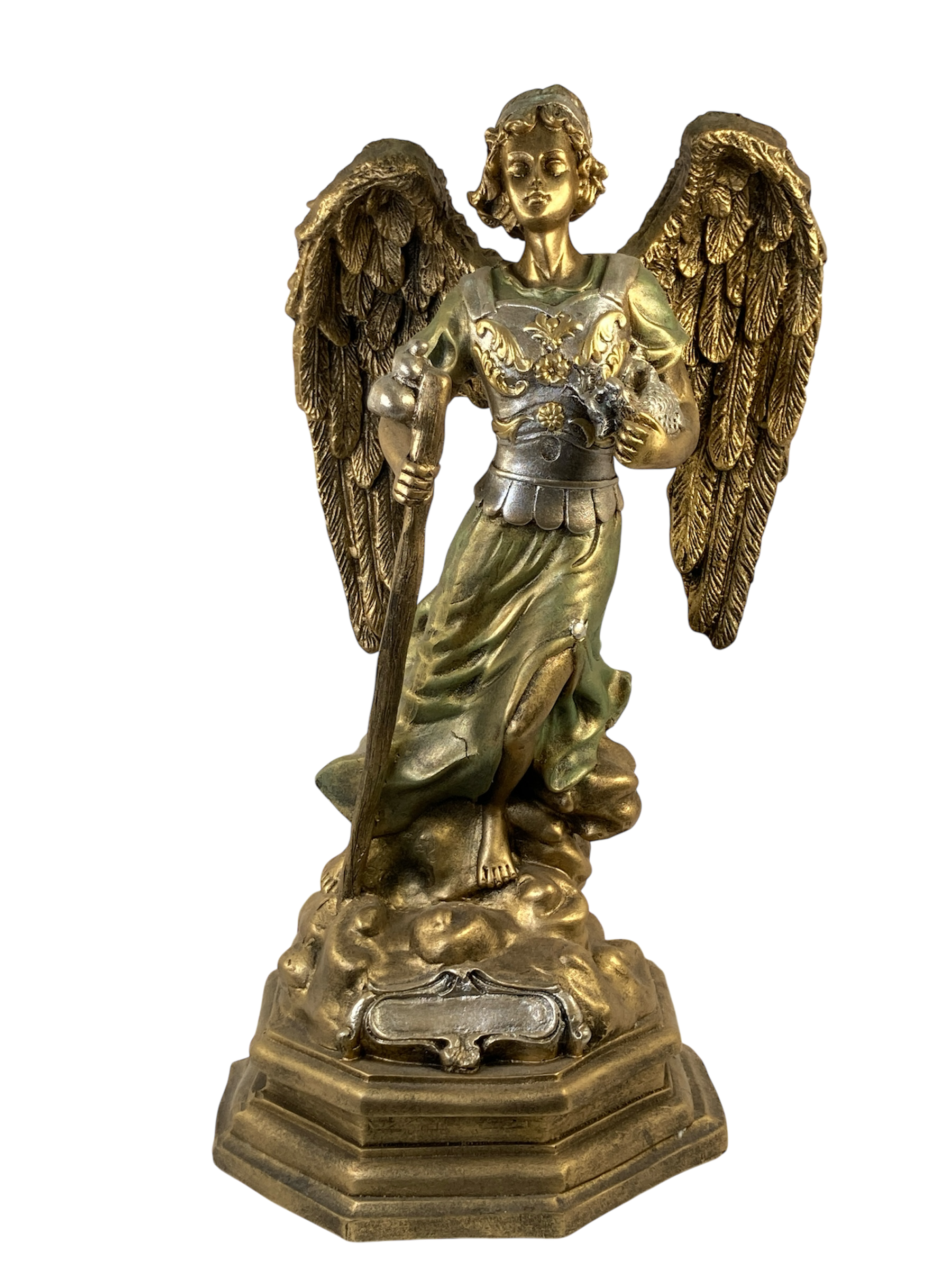 Arcángel Rafael 35 cm Hexagonal Cobrizo