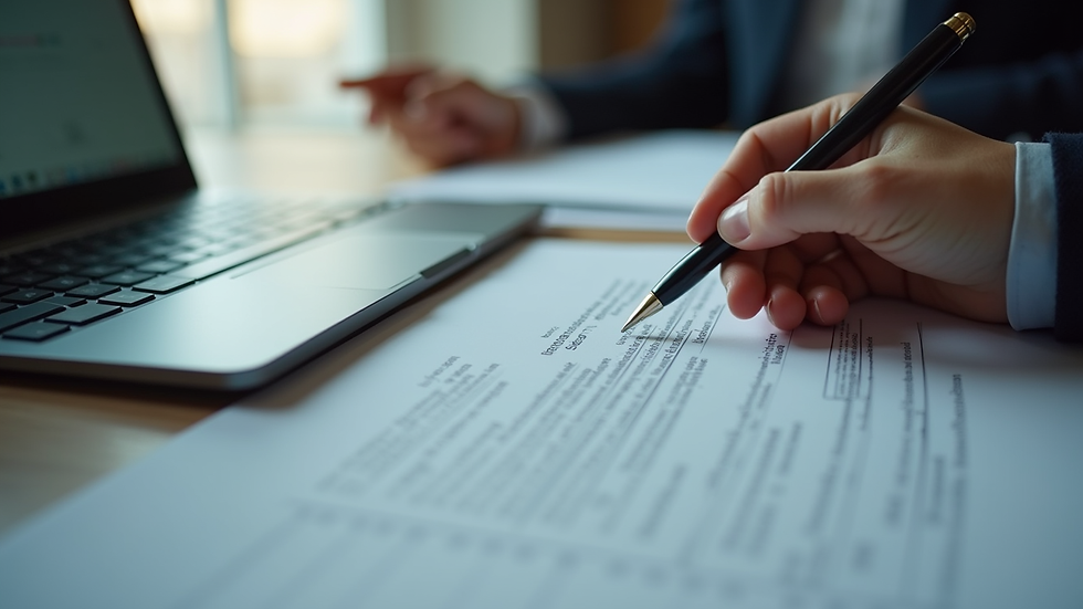 Close-up view of a laptop screen showing a legal document being signed electronically
