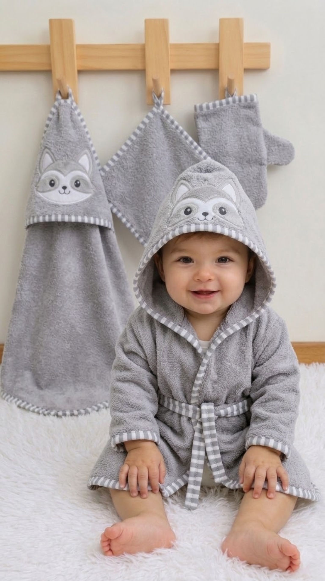 Set de baño Mapache gris 