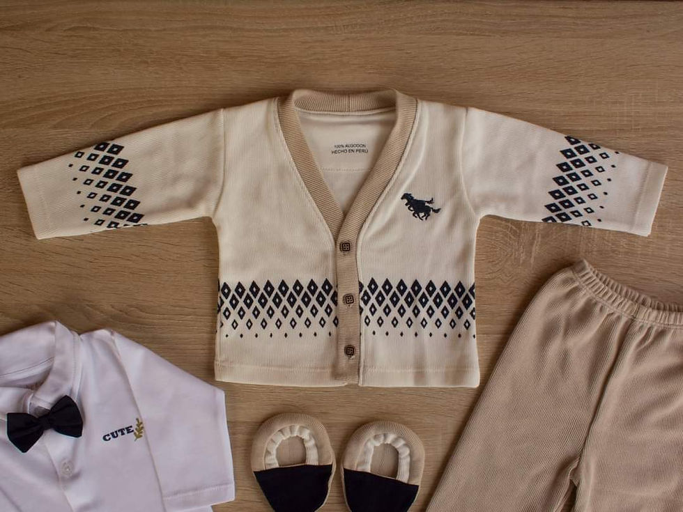 Miniatura: Conjunto polo Beige y Azul