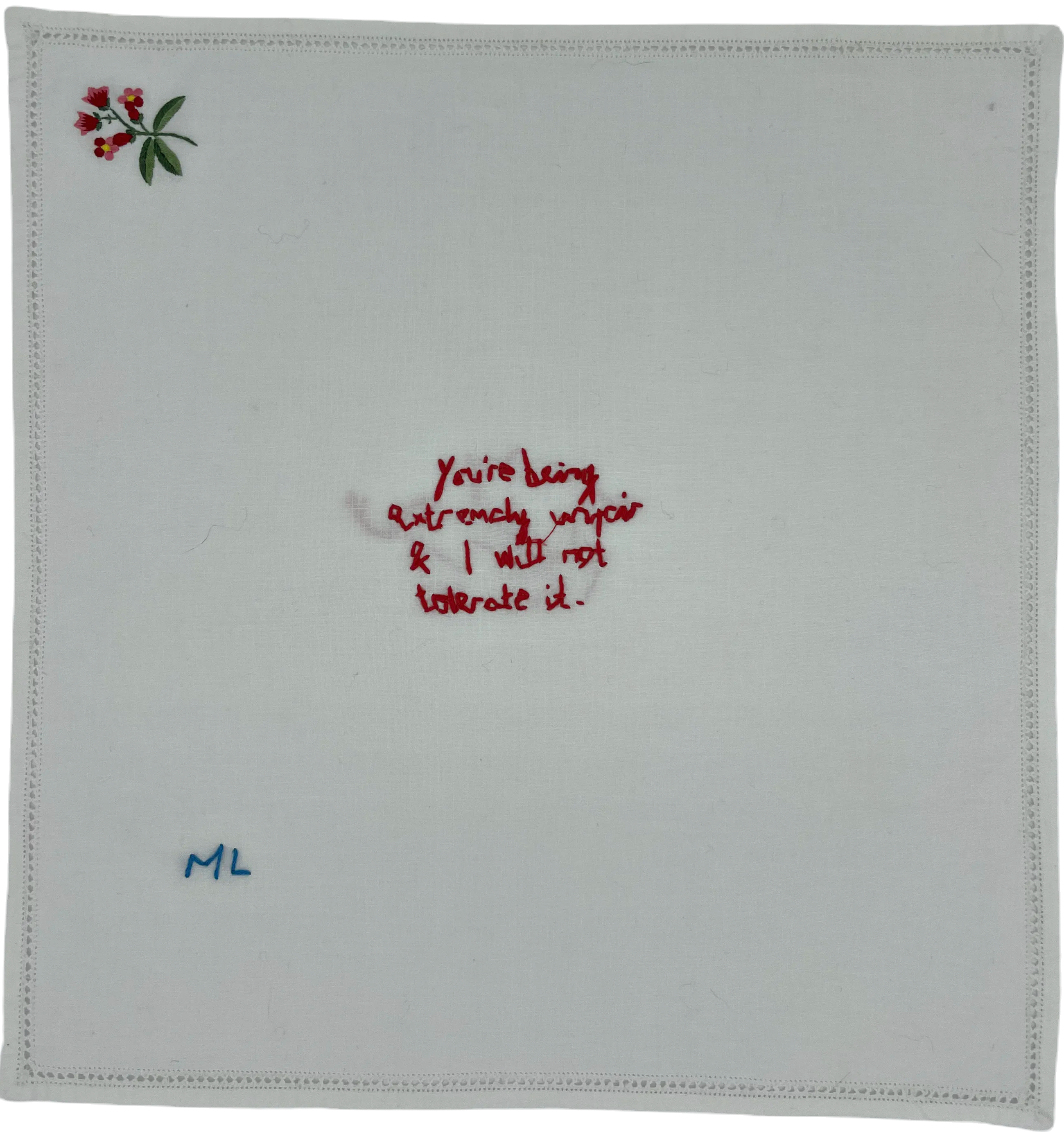 You're being extremely unfair, hand embroidered napkin