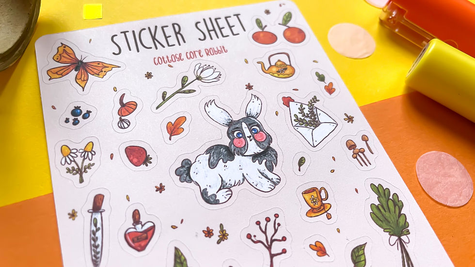 Thumbnail: Cottage Core Cute Bunny Sticker Sheet