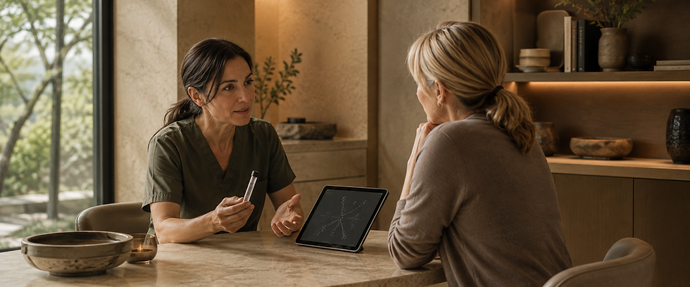 Patient and clinician reviewing health information