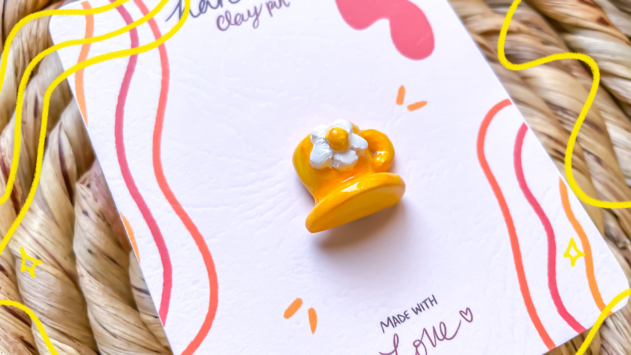 Handmade 3D Tea Cup Clay Pin Badge
