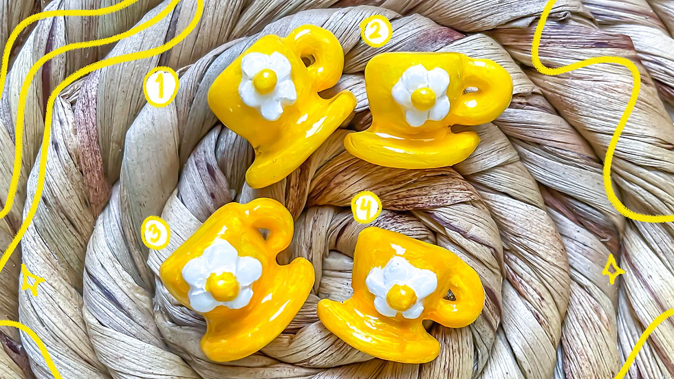 Thumbnail: Handmade 3D Tea Cup Clay Pin Badge