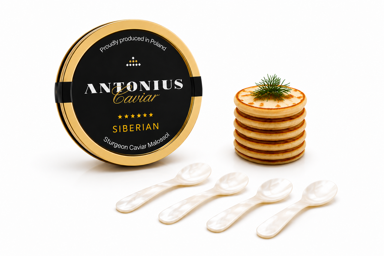 BUNDLE Siberian Caviar 500 gr + 4 Spoons & 2 Blinis