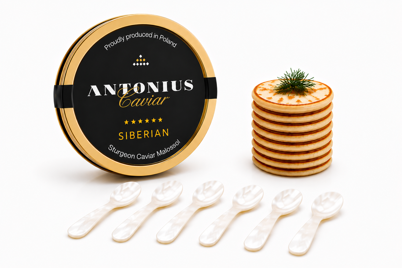 BUNDLE Siberian Caviar 1000 gr + 6 Spoons & 4 Blinis