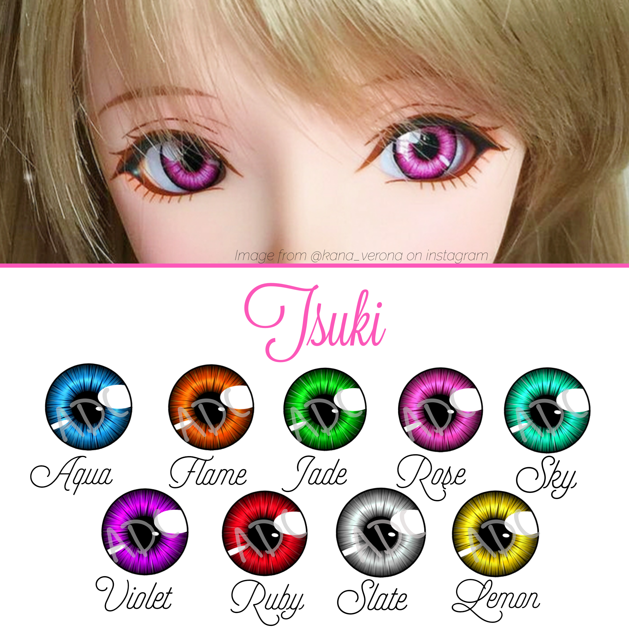 Tsuki design acrylic dollfie dream/smart doll eye