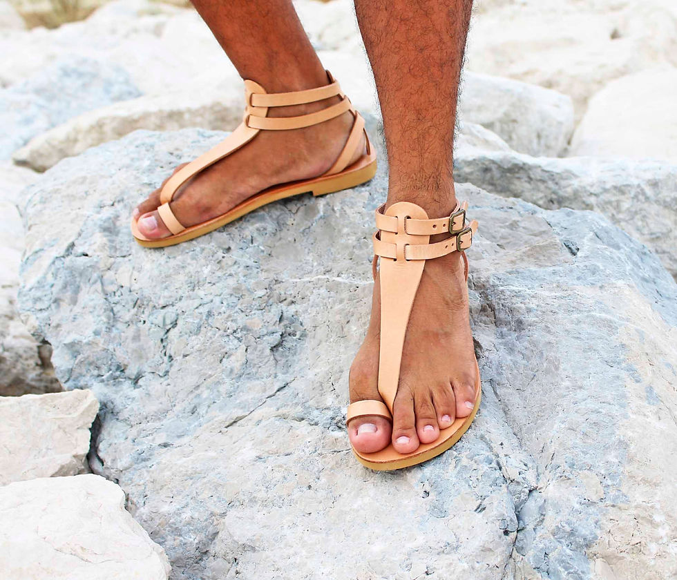 Thumbnail: M.V. Men Gladiator Leather Thong Sandals