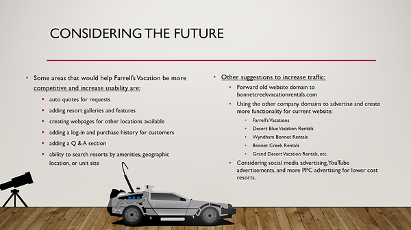 Future recommendations from Legacy Resorts marketing campaign project
