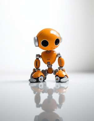Daphna_small_cute_modern_orange_robot_sitting_on_a_white_desk_m_70e396d7-a939-44bb-a27c-ad