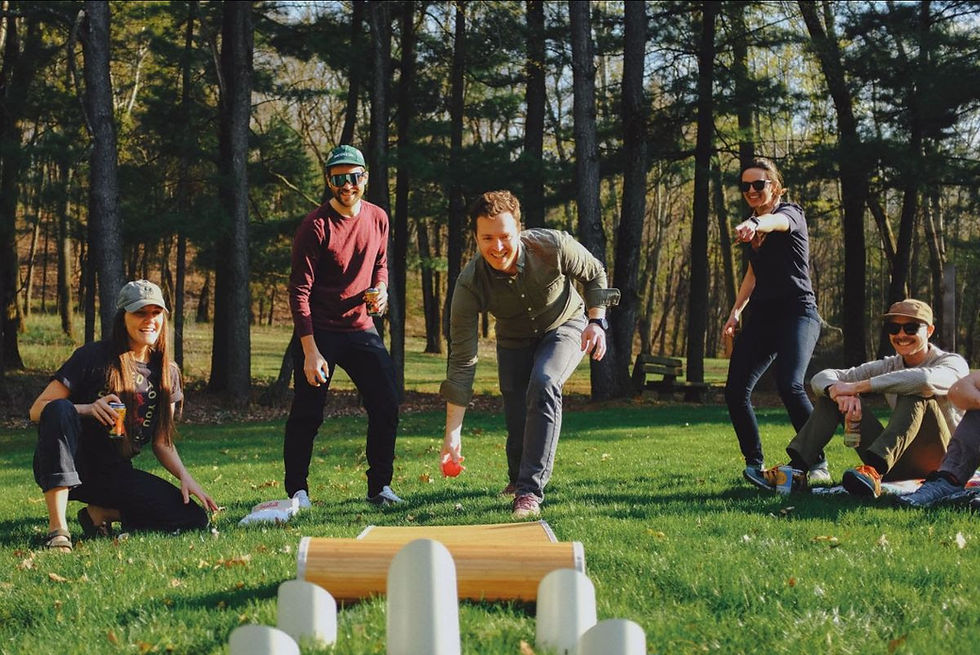 A group of friends playing BocceRoll™