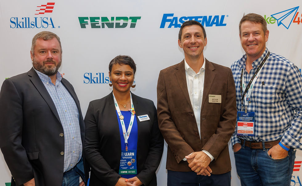 The Make48 judges and ceo together in front of fastenal and fendt banner
