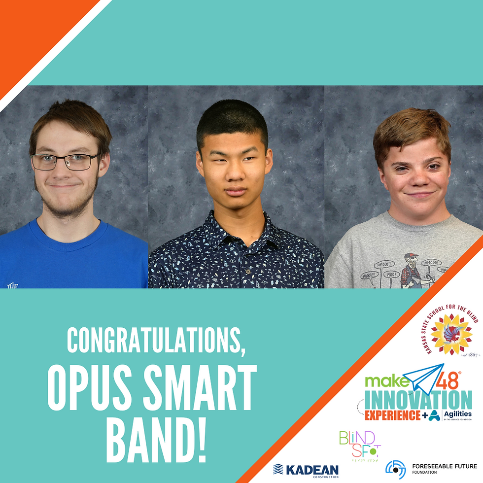 Opus Smart Band team from the Kansas State School for the Blind won Make48 Innovation Experience