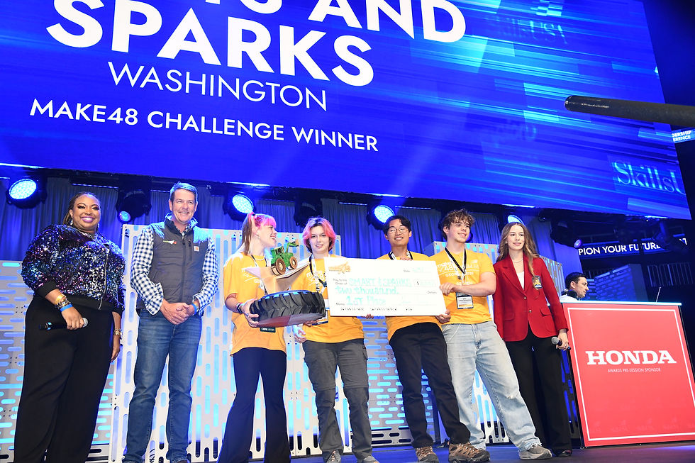 7 people on stage at SkillsUSA for the Make48 team win
