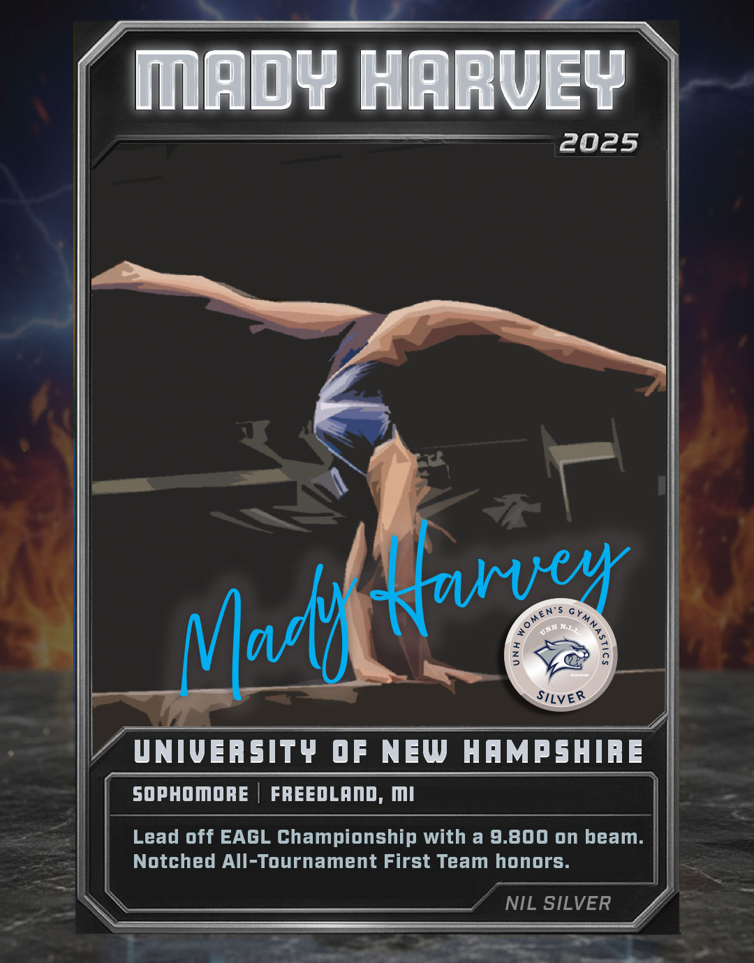 2025 NIL ATHLETE TOKN - Silver - UNH - Women’s Gymnastics - Mady Harvey