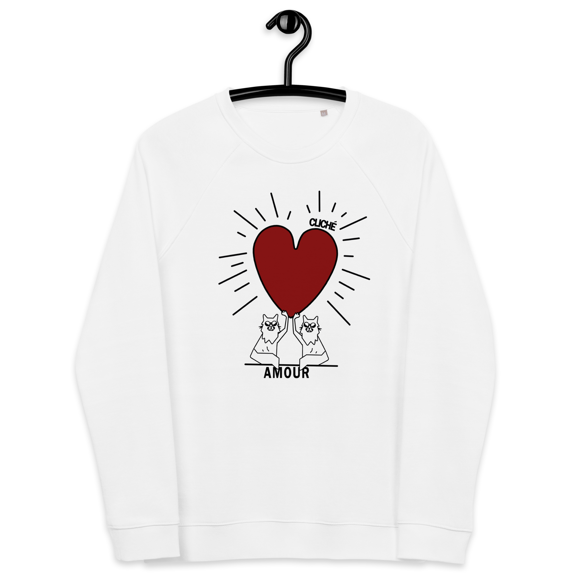 Cliché - Unisex organic raglan sweatshirt - AMOUR cat