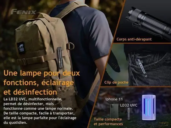 Miniature : Fenix LD32 UVC - 1200 lumens - UVC désinfection Virus et Bactéries