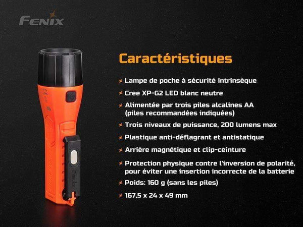 Miniature : Fenix WF11E - Lampe torche à sécurité intrinsèque ATEX - 200 lumens