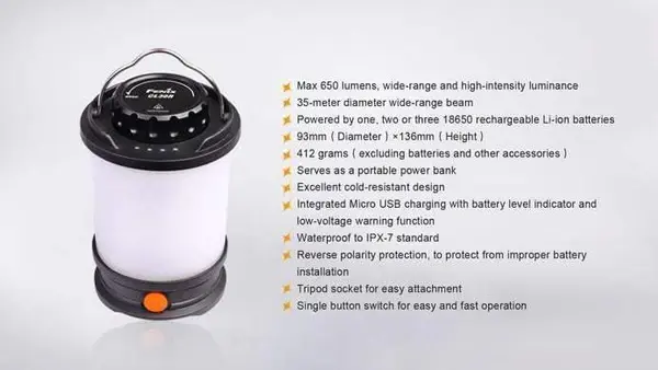 Miniature : Fenix CL30R - Lanterne led rechargeable - 650 lumens