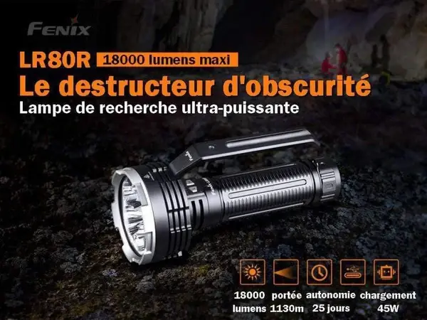 Miniature : Fenix LR80R - 18 000 lumens - 1130 mètres de portée - Pack complet