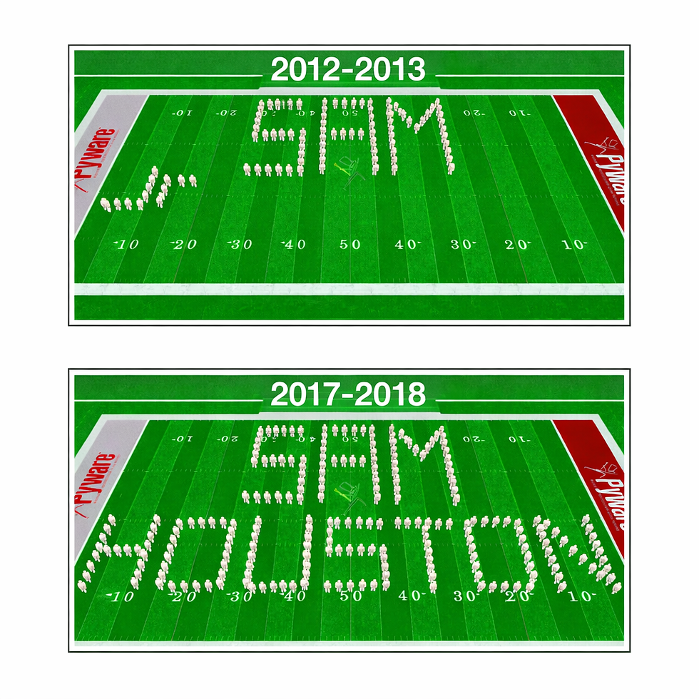 Images used by the Arlington ISD Supereintendent of School duing 2017 Convocation at UTA's College Park highlighintg the programatic changes for student participatiion resulting from the 2014 Bond Program.
