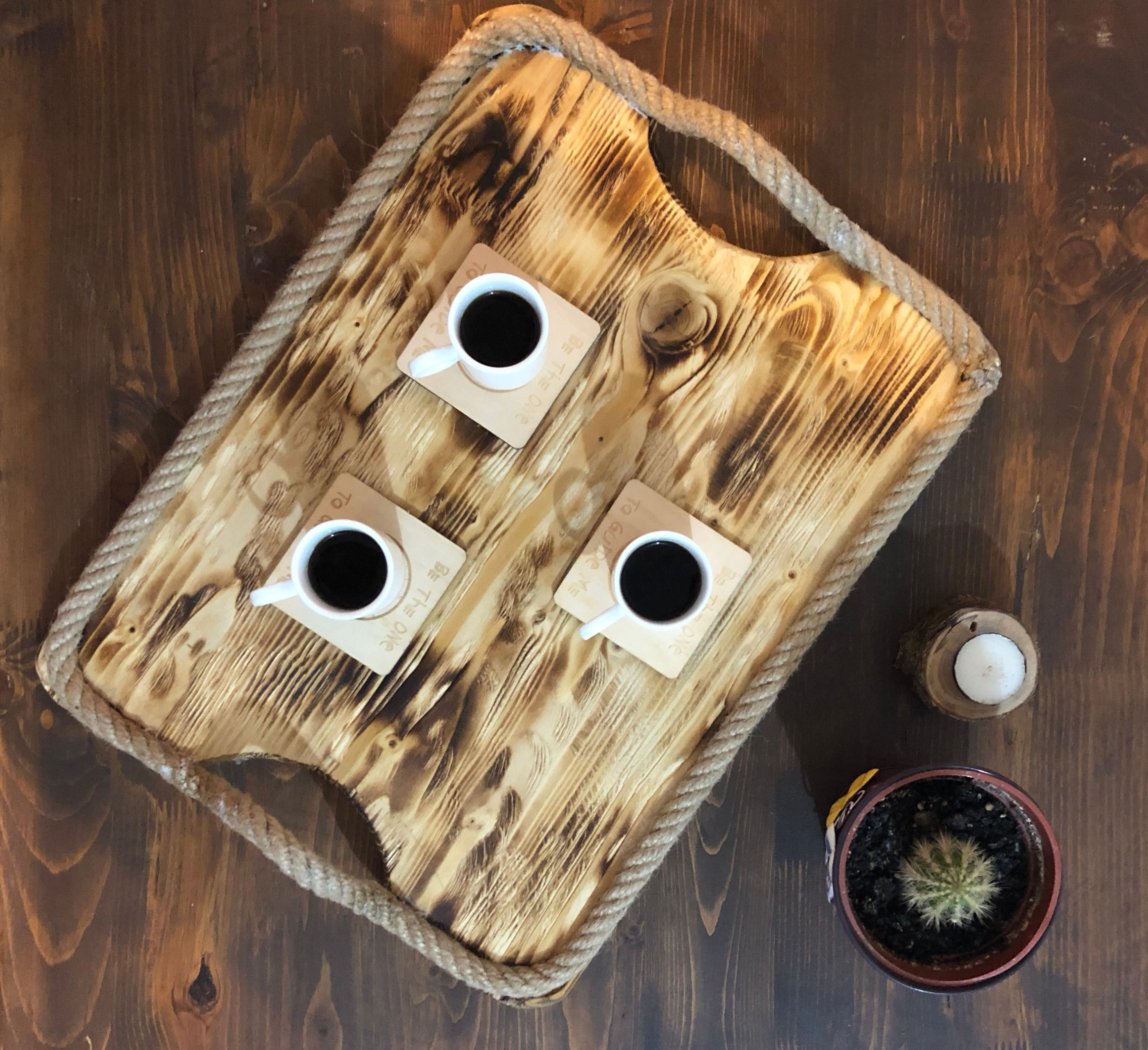 Ahşap ve Halattan Tepsi