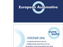 European automotive business card and logo design.