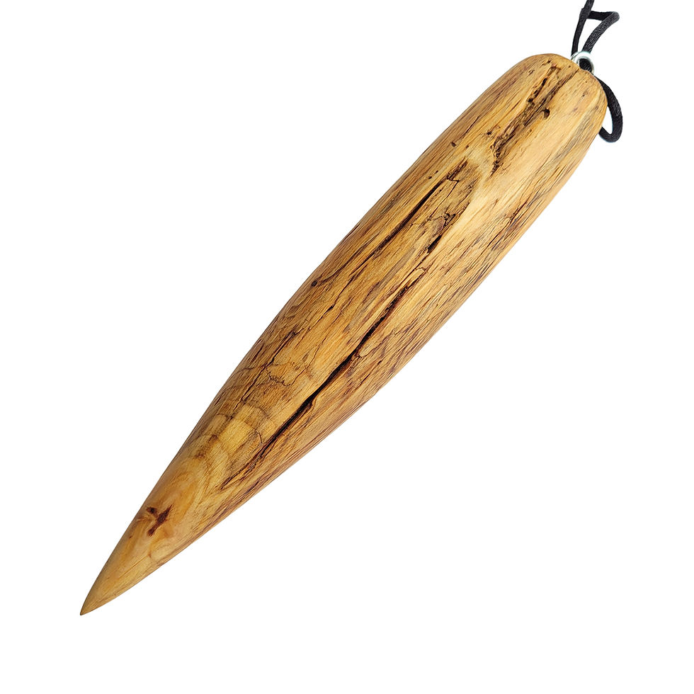 Thumbnail: Large Yew Wood Reiki Healing Pendulum close up of damage