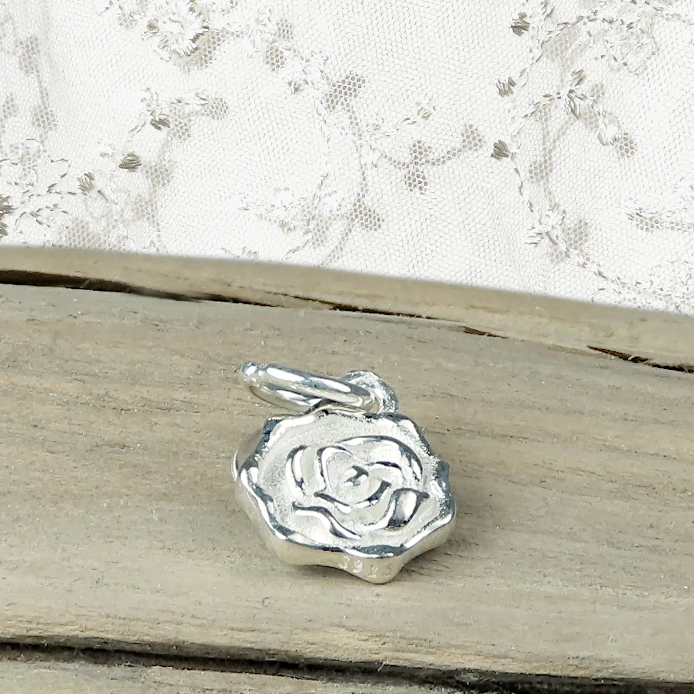 Charm Anhänger Rose silber