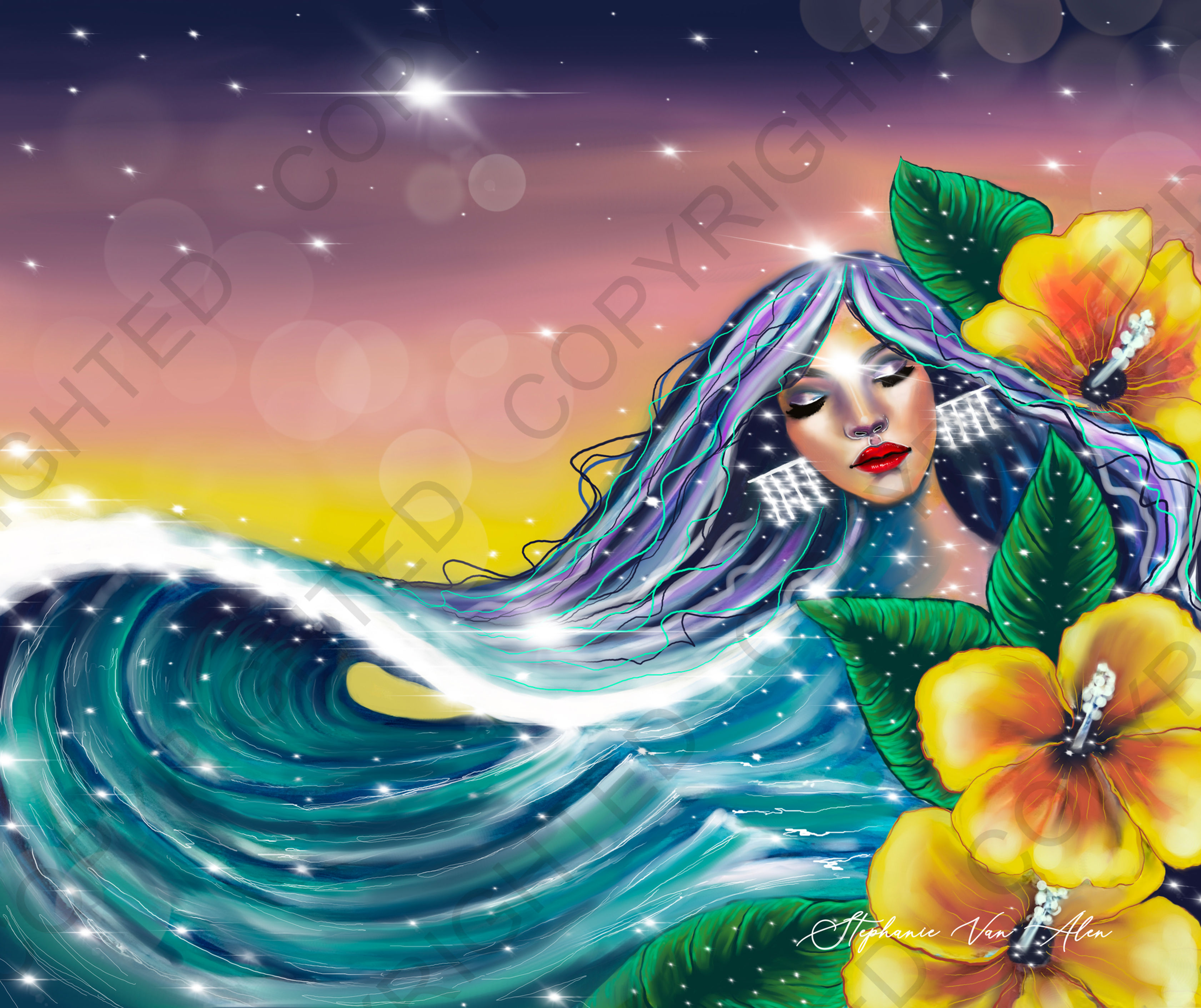 "Waves Of Bliss" Ocean Goddess Art Print
