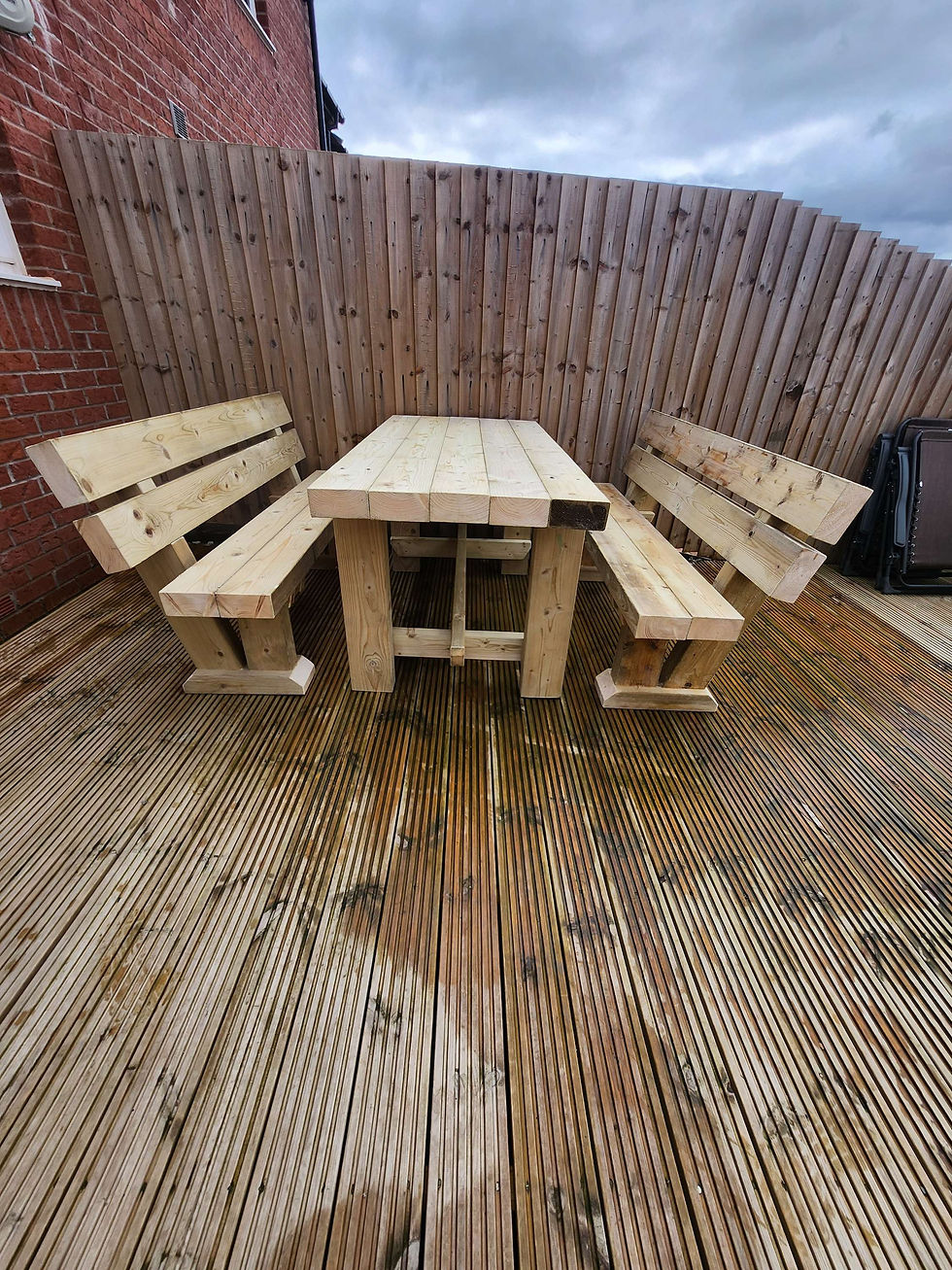 Thumbnail: Sleeper Bench and table set