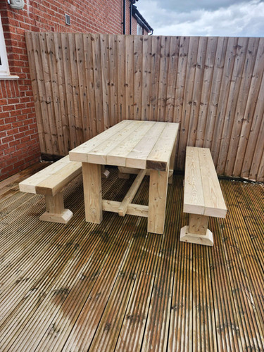 Sleeper Table and bench set Handmade Planters Gl
