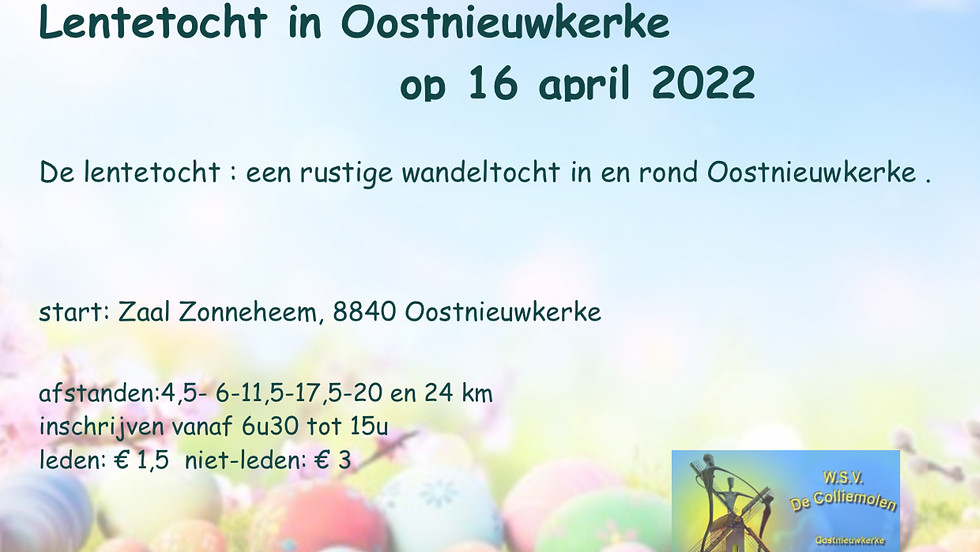 Lentetocht Oostnieuwkerke op 16/04/2022