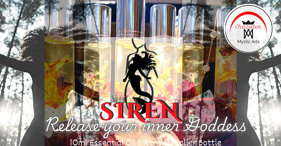 Mystical ad of Siren roller bottles with logo image and freedom female image