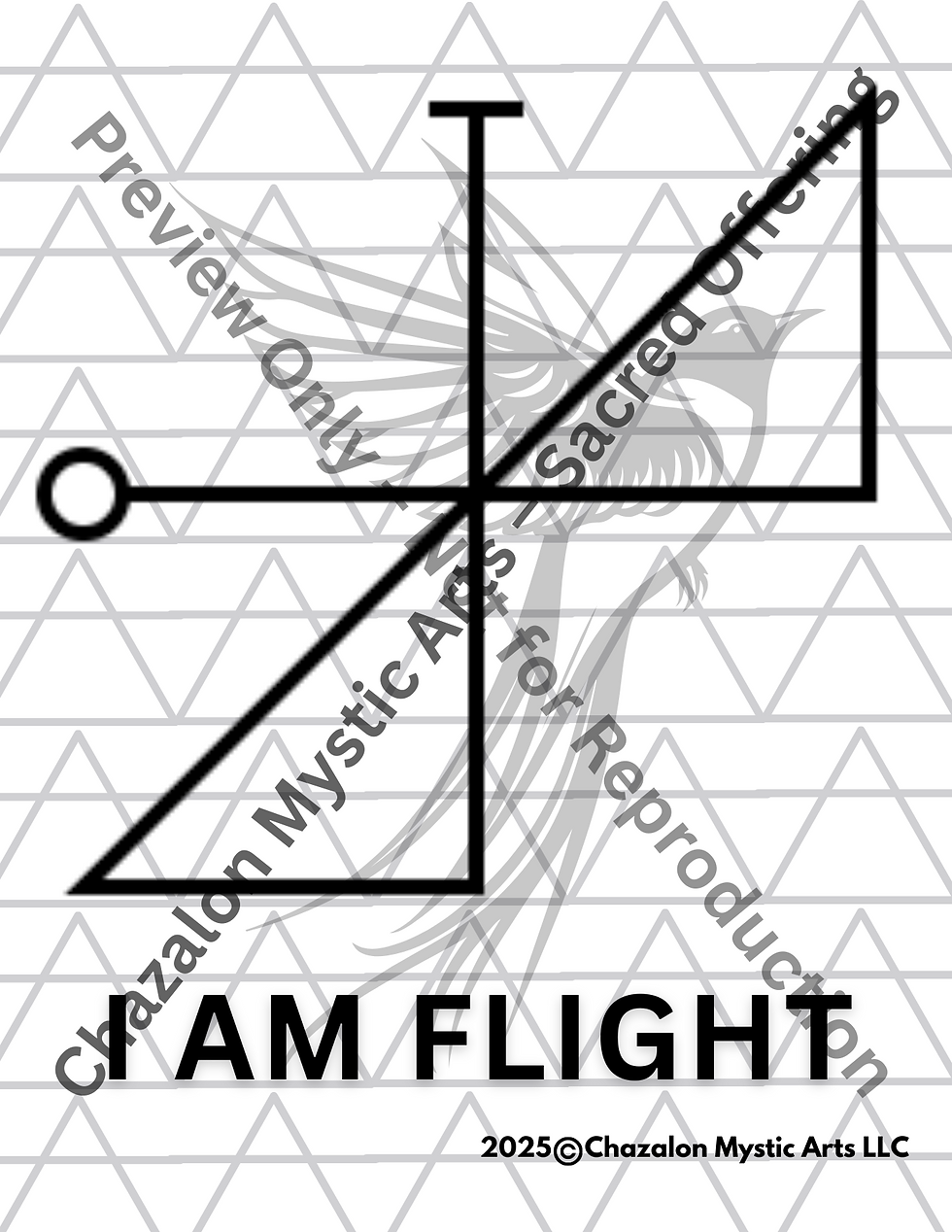 Air Element Sigil – I AM FLOW | Breathwork and energy cleansing symbol in black and white