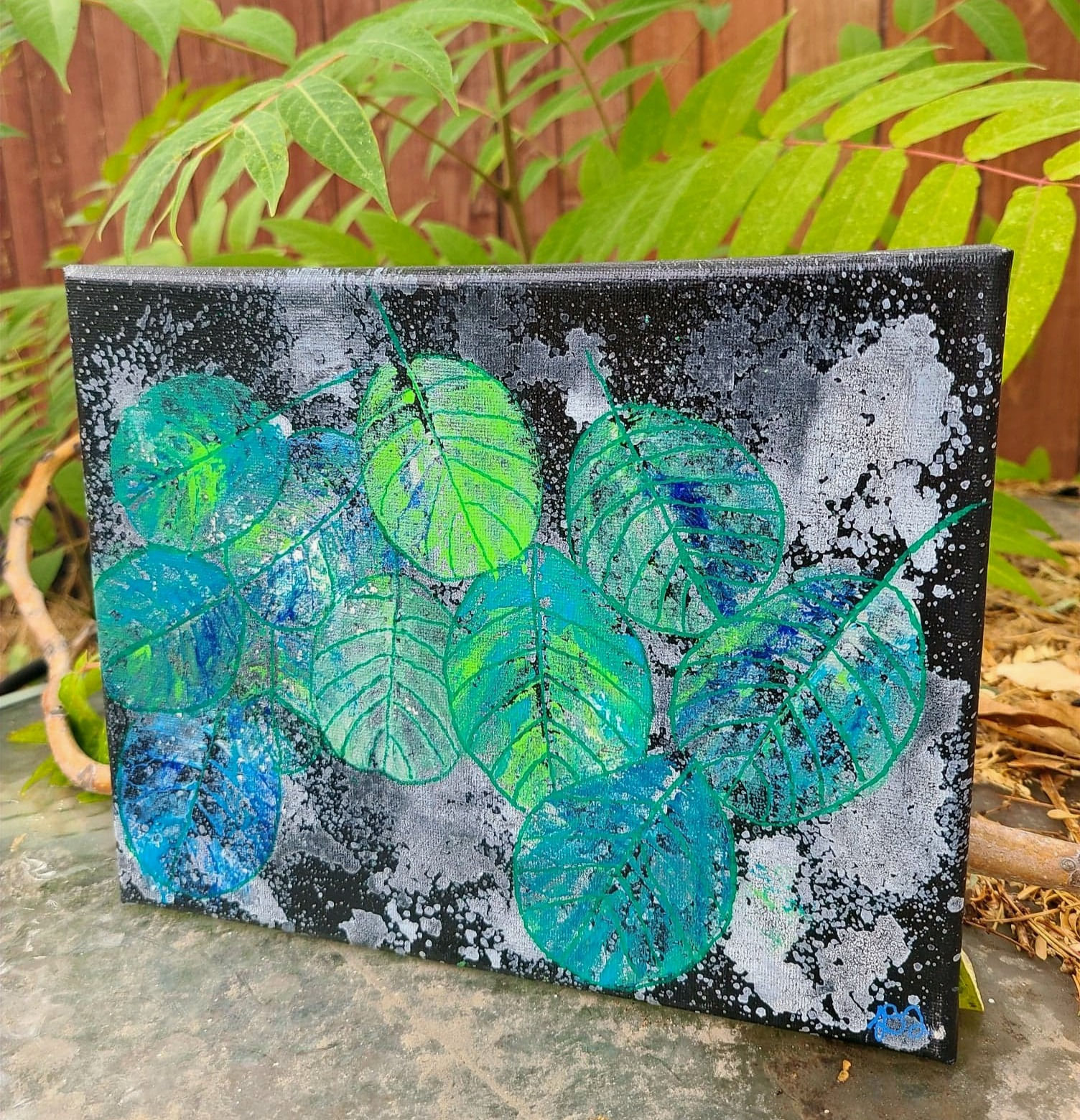 Tie Dye Leaf Painting