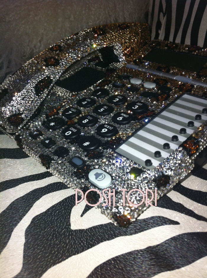 Thumbnail: Faded Leopard Glamour Swarovski Crystal Desk Phone