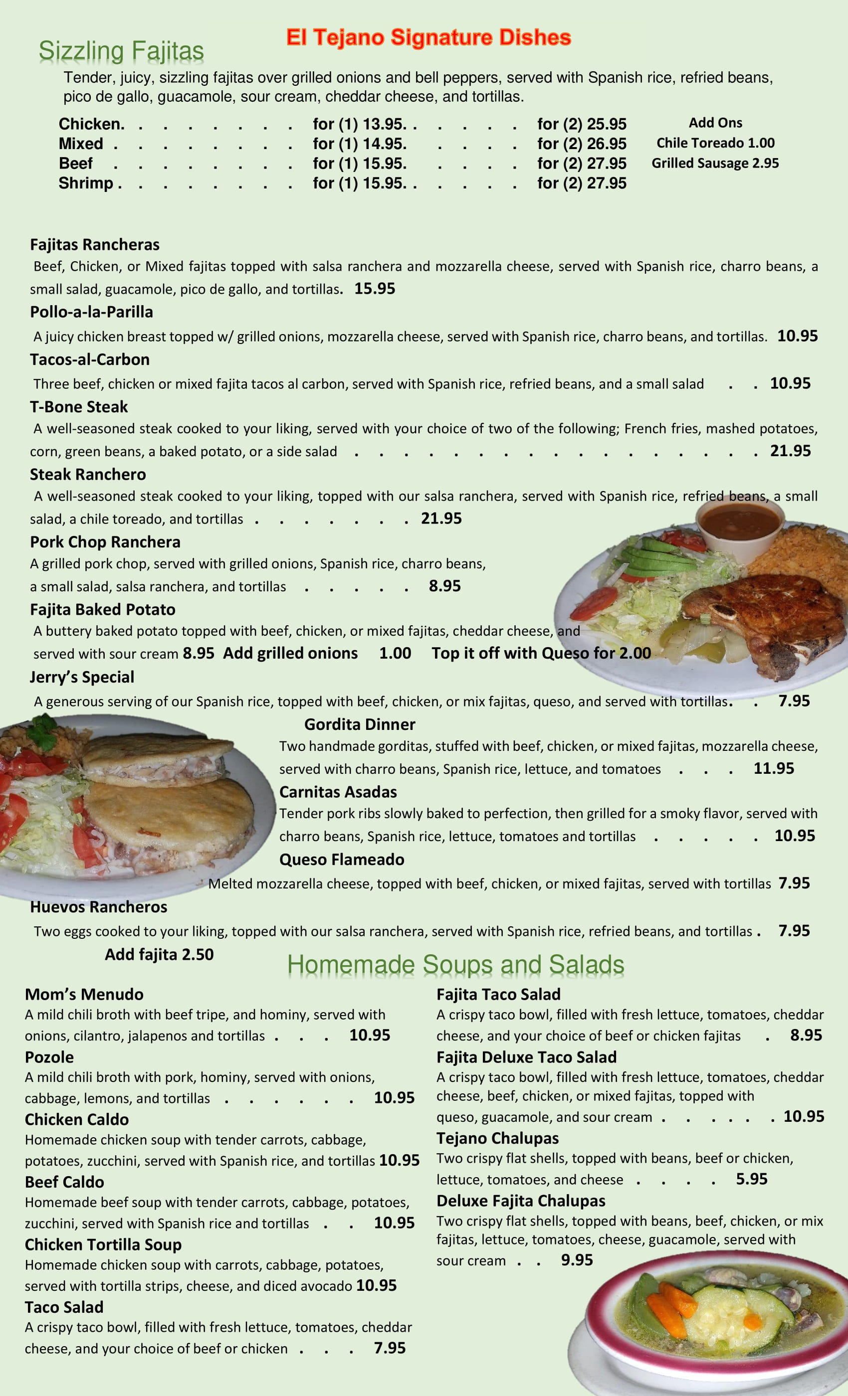 EL TEJANO MEXICAN RESTAURANT 2 MENU visual data 2