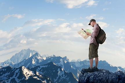 An adventurous man in the mountains