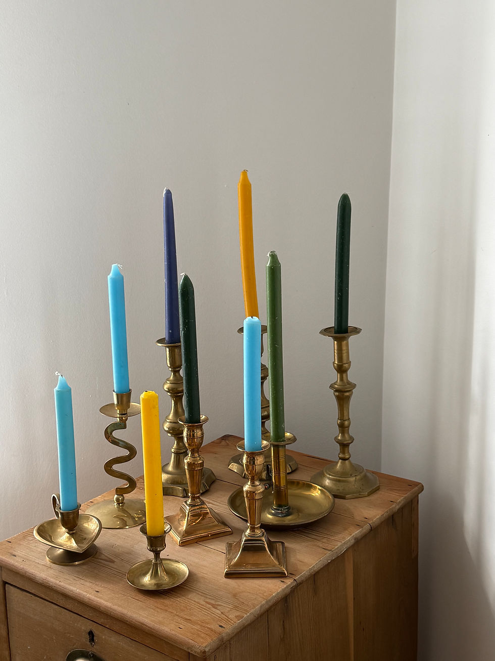 Thumbnail: Antique Brass Candle Holders