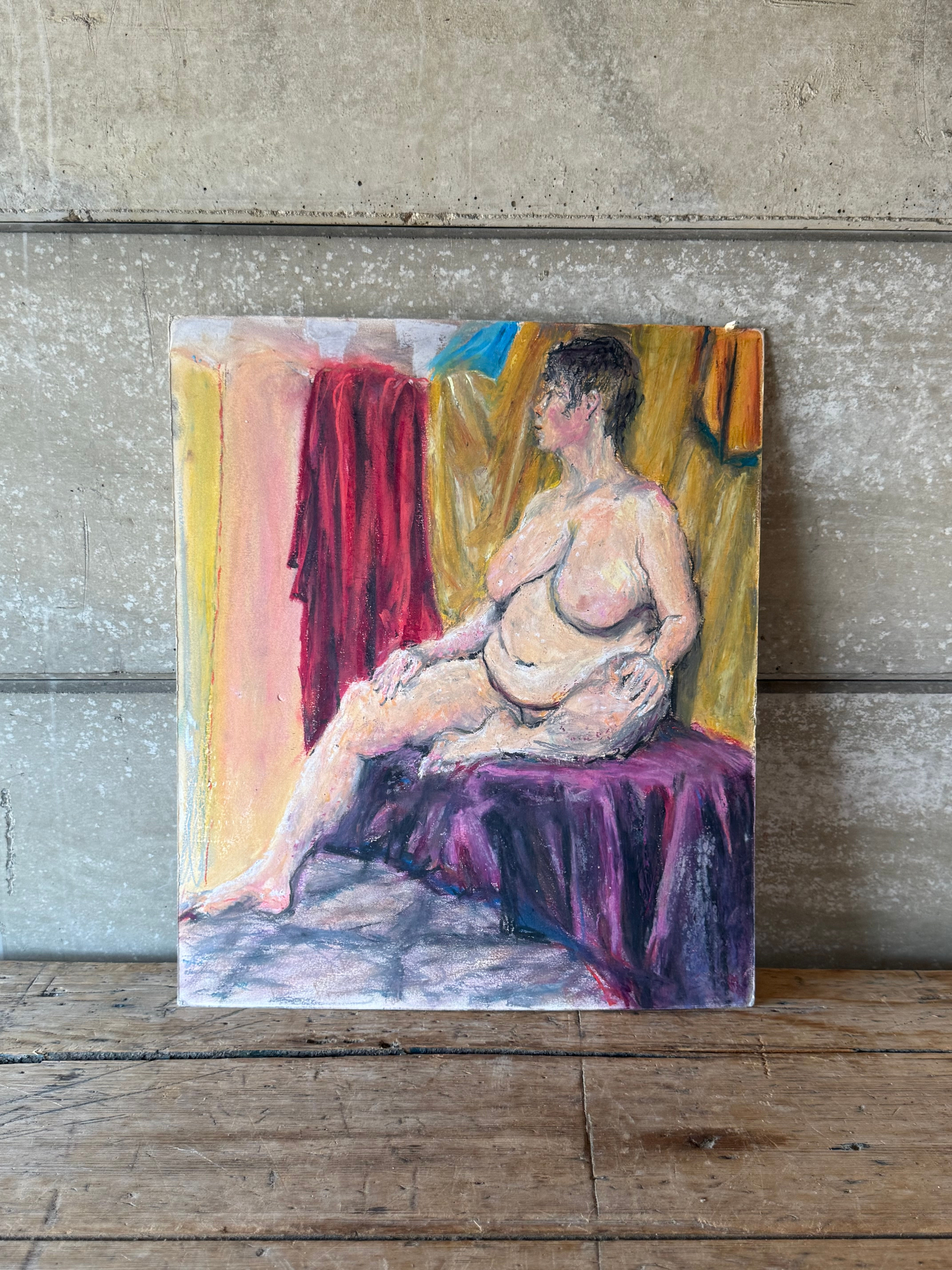 Oil Pastel Female Nude Study