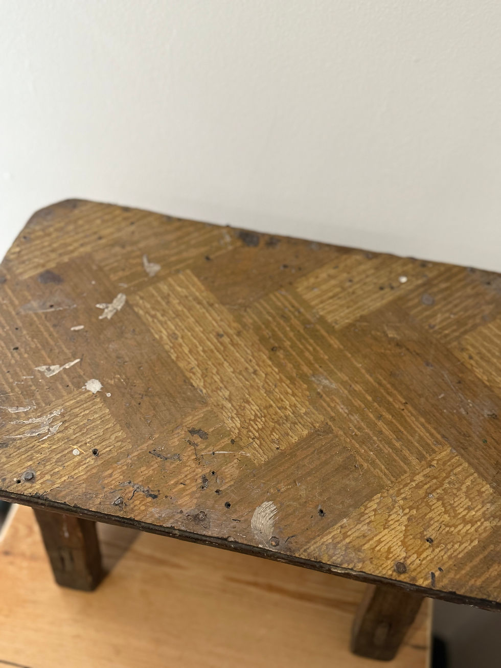 Thumbnail: Rustic Farmhouse Herringbone Stool