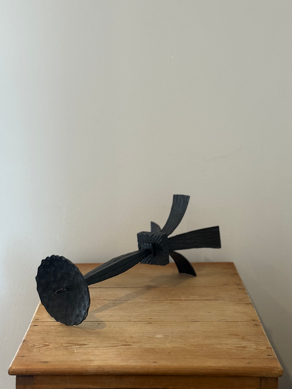 Thumbnail: Brutalist Wrought Iron Carved Candlestick