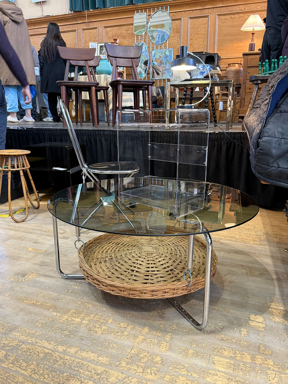 Thumbnail: Chrome & Rattan Smoked Glass Coffee Table