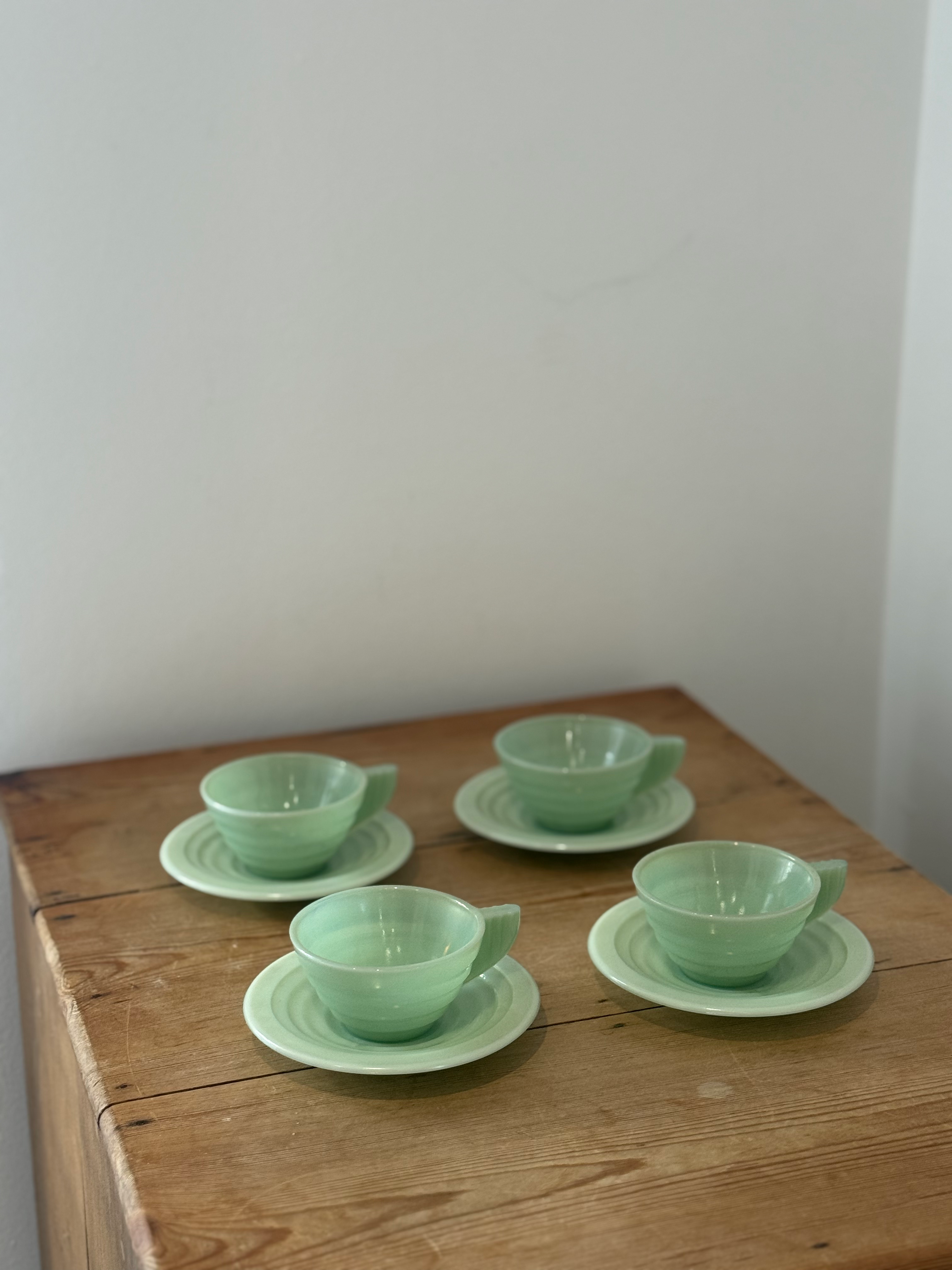 Belgian Art Deco Jadeite Cup & Saucer Set