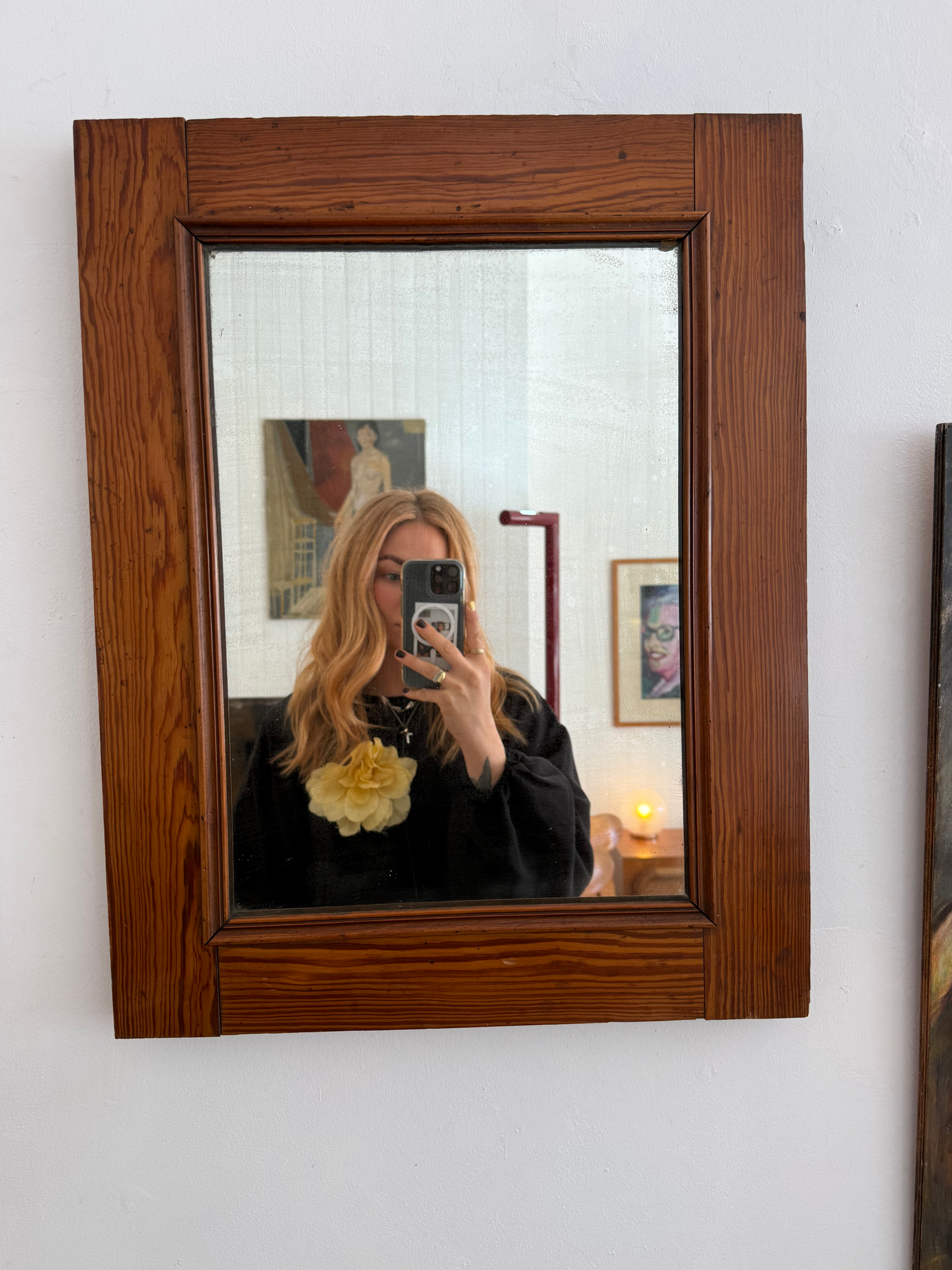 1900s French Pine Mirror